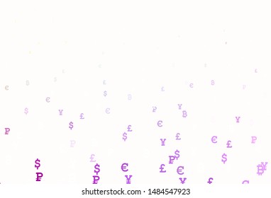 Light Pink, Yellow vector template with currency. Abstract illustration with colored financial digital symbols. Pattern for trader ads, booklets, leaflets.