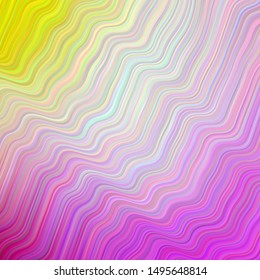 Light Pink, Yellow vector template with bent lines. Colorful abstract illustration with gradient lines. Pattern for your business design.