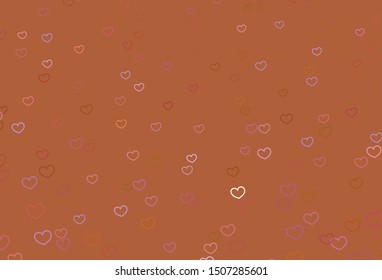 Light Pink, Yellow vector template with doodle hearts. Hearts on blurred abstract background with colorful gradient. Design for your business advert of anniversary.