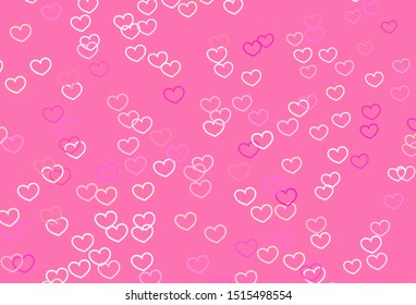 Light Pink, Yellow vector template with doodle hearts. Hearts on blurred abstract background with colorful gradient. Pattern for valentine's ad, booklets.