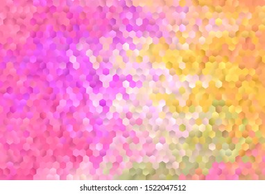 Light Pink, Yellow vector template in hexagonal style. Colorful hexagons on blur backdrop. Pattern for ads, leaflets.