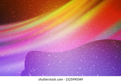 Light Pink, Yellow vector template with space stars. Blurred decorative design in simple style with galaxy stars. Smart design for your business advert.