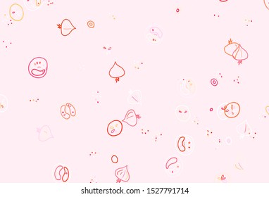 Light Pink, Yellow vector template with organic meal. Decorative illustration with food on abstract template. Template for meal cooking in kitchen.