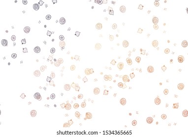 Light Pink, Yellow vector template with organic meal. Colorful decorative design of snacks in doodle style. Pattern for ad, booklets, leaflets of restaurants.