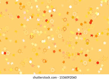 Light Pink, Yellow vector template with doodle stars, suns. Stars, suns on blurred abstract background with gradient. Smart design for your business advert.