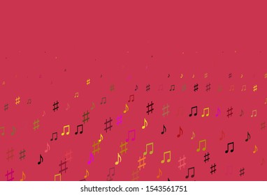 Light Pink, Yellow vector template with musical symbols. Abstract illustration with colorful symbols of melody. Modern design for wallpapers.