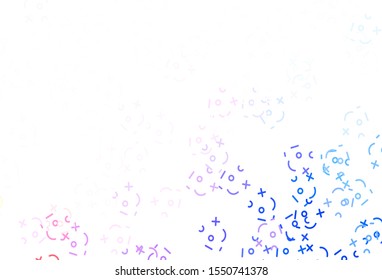 Light Pink, Yellow vector template with math simbols. Colored mathematic signs with gradient on white background. Template for landing page of typography.