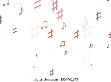 Light Pink, Yellow vector template with musical symbols. Abstract illustration with colorful symbols of melody. Pattern for websites of musitians.