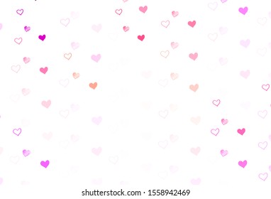 Light Pink, Yellow vector template with doodle hearts. Hearts on blurred abstract background with colorful gradient. Design for your business advert of anniversary.