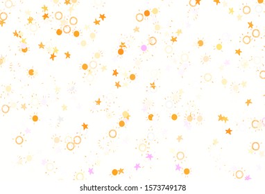 Light Pink, Yellow vector template with doodle stars, suns. Modern geometrical abstract illustration with stars, suns. Best design for your ad, poster, banner.