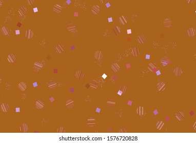 Light Pink, Yellow vector template with crystals, circles, squares. Decorative design in abstract style with lines, dots, cubes. Smart design for your adverts.