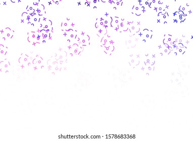 Light Pink, Yellow vector template with math simbols. Modern geometrical illustration with numerals. Pattern for posters, banners of math books.
