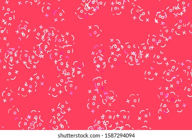 Light Pink, Yellow vector template with math simbols. Shining colorful illustration with isolated Digit signs. Pattern for posters, banners of math books.