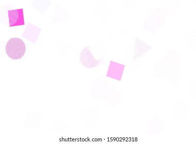 Light Pink, Yellow vector template with crystals, circles, squares. Abstract gradient illustration with circles, triangles, cubes. Pattern for websites.