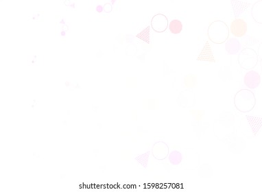 Light Pink, Yellow vector template with crystals, circles. Abstract gradient illustration with circles, triangles. Best design for poster, banner.