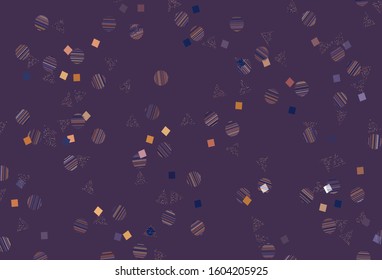 Light Pink, Yellow vector template with crystals, circles, squares. Decorative design in abstract style with lines, dots, cubes. Smart design for your adverts.