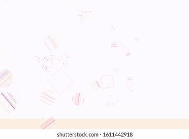 Light Pink, Yellow vector template with crystals, circles, squares. Illustration with colorful circles, triangles, rectangles. Pattern for commercials.