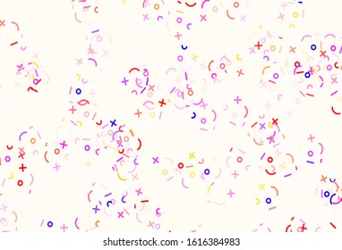 Light Pink, Yellow vector template with math simbols. Shining colorful illustration with isolated Digit signs. Best design a poster, banner of a math college.