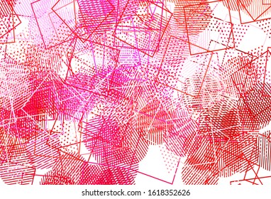 Light Pink, Yellow vector template with crystals, circles, squares. Decorative design in abstract style with lines, dots, cubes. Modern template for landing page.