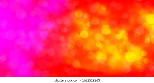 Light Pink, Yellow vector template with circles. Abstract colorful disks on simple gradient background. Pattern for business ads.