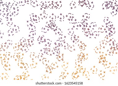 Light Pink, Yellow vector template with math simbols. Illustration with Numeral symbols on abstract template. Smart design for university advert.