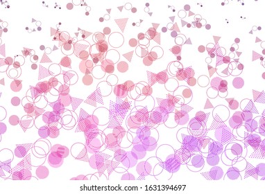 Light Pink, Yellow vector template with crystals, circles. Circles, lines on abstract background with colorful gradient. Best design for poster, banner.