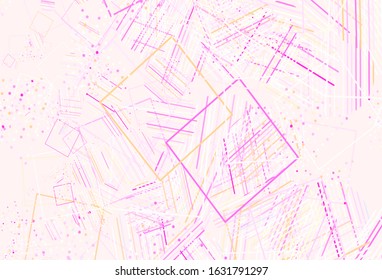 Light Pink, Yellow vector template with crystals, circles, squares. Circles, lines, rhombus with colorful gradient. Best design for poster, banner.