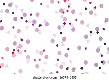 Light Pink, Yellow vector template with crystals, circles, squares. Decorative design in abstract style with lines, dots, cubes. Template for wallpapers.