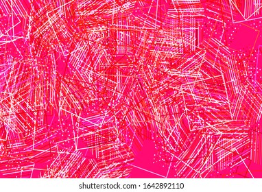 Light Pink, Yellow vector template with crystals, circles, squares. Decorative design in abstract style with lines, dots, cubes. Modern template for landing page.