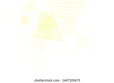 Planta vectorial amarillo rosa claro con cristales, círculos. Ilustración de degradado abstracta con círculos, triángulos. Plantilla para fondos de pantalla.