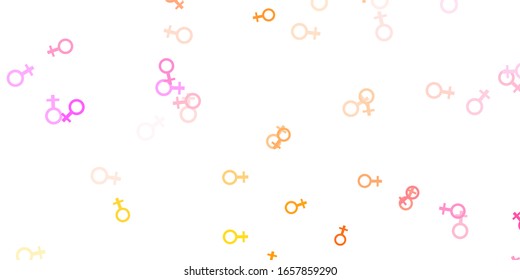 Light Pink, Yellow vector template with businesswoman signs. Abstract illustration with a depiction of women's power. Design for International Women’s Day.