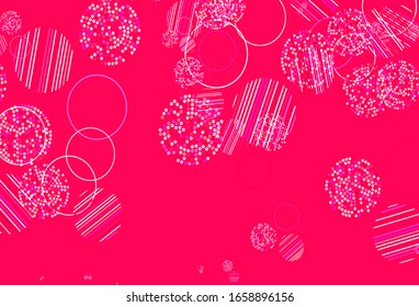 Plantilla vectorial amarillo rosa claro con círculos. Dibujo abstracto moderno con gotas de agua coloridas. Diseño para su anuncio comercial.