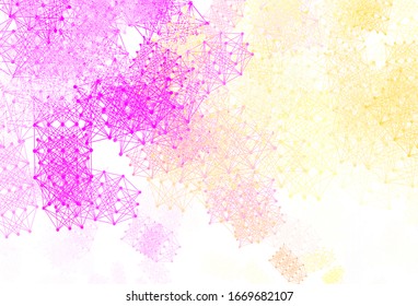 Light Pink, Yellow vector template with artificial intelligence structure. Abstract illustration with links and dots of AI. Design for depiction of cyber innovations.