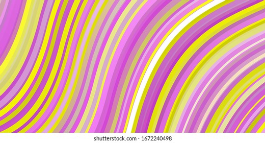 Light Pink, Yellow vector template with curves. Colorful illustration with curved lines. Pattern for busines booklets, leaflets