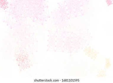 Plantilla vectorial amarillo rosa claro con estructura de inteligencia artificial. Ilustración brillante con formas AI en una plantilla abstracta. Plantilla para anuncios de intelecto, innovaciones.