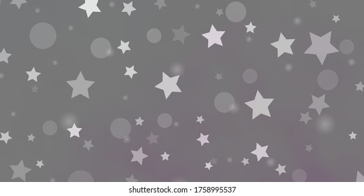 Plantilla vectorial amarillo rosa claro con círculos, estrellas. Ilustración abstracta con puntos coloridos, estrellas. Textura para persianas, cortinas.