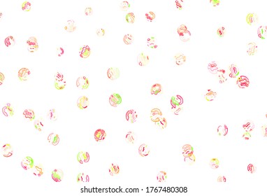 Plantilla vectorial amarillo rosa claro con círculos. Diseño decorativo borroso en estilo abstracto con burbujas. Patrón para texturas de papel pintado.