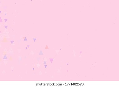 Plantilla vectorial amarillo rosa claro con cristales, círculos. Ilustración abstracta moderna con puntos coloridos, líneas. Patrón de folletos y folletos