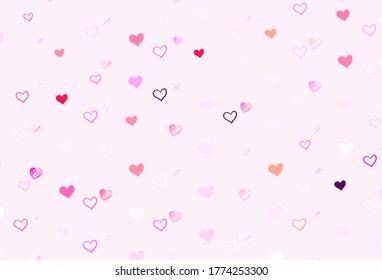 Light Pink, Yellow vector template with doodle hearts. Hearts on blurred abstract background with colorful gradient. Design for your business advert of anniversary.