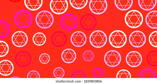 Light Pink, Yellow vector template with esoteric signs. Retro design in abstract style with witchcraft forms. Simple design for occult depiction.