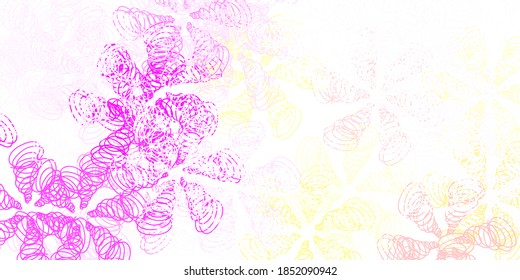 Light pink, yellow vector template with curved lines. Illustration in halftone style with gradient curves. Pattern for websites, landing pages.