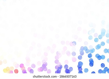 Light Pink, Yellow vector template with circles. Glitter abstract illustration with blurred drops of rain. Pattern for ads, leaflets.