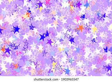 Light Pink, Yellow vector template with sky stars. Glitter abstract illustration with colored stars. Best design for your ad, poster, banner.