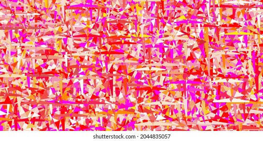 Light Pink, Yellow vector template with crystals, triangles. Decorative design in abstract style with triangles. Best smart design for your business.