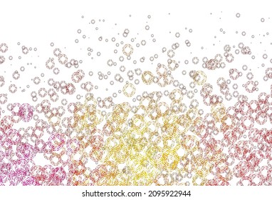 Light Pink, Yellow vector template with circles. Glitter abstract illustration with blurred drops of rain. Template for your brand book.