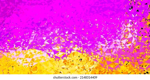 Plantilla vectorial amarilla rosa claro con formas triangulares. Ilustración de material web con triángulos abstractos coloridos. Material de las páginas de aterrizaje.
