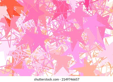 Light Pink, Yellow vector template with sky stars. Glitter abstract illustration with colored stars. Best design for your ad, poster, banner.