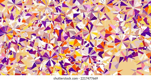 Light pink, yellow vector template with ice snowflakes. Gradient colorful illustration with snow elements in xmas style. Xmas design for business.