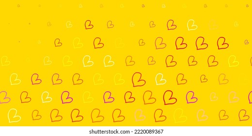 Light Pink, Yellow vector template with doodle hearts. Simple design in abstract style with women rights activism. Design for International Women Day.