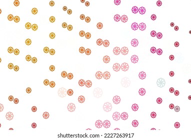 Light Pink, Yellow vector template with ice snowflakes. Blurred decorative design in xmas style with snow. New year design for your business advert.